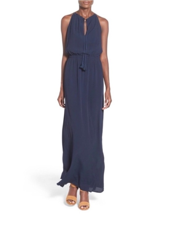 Madewell Dresses & Skirts - Madewell Navy Halter Maxi Dress with Tassel Tie